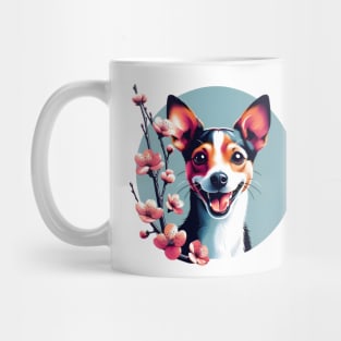 Toy Fox Terrier Celebrates Spring Amid Cherry Blossoms Mug